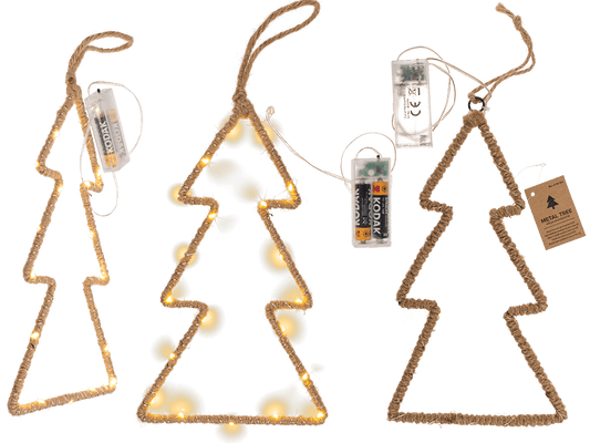 Metal tree with jute decoration & LED,