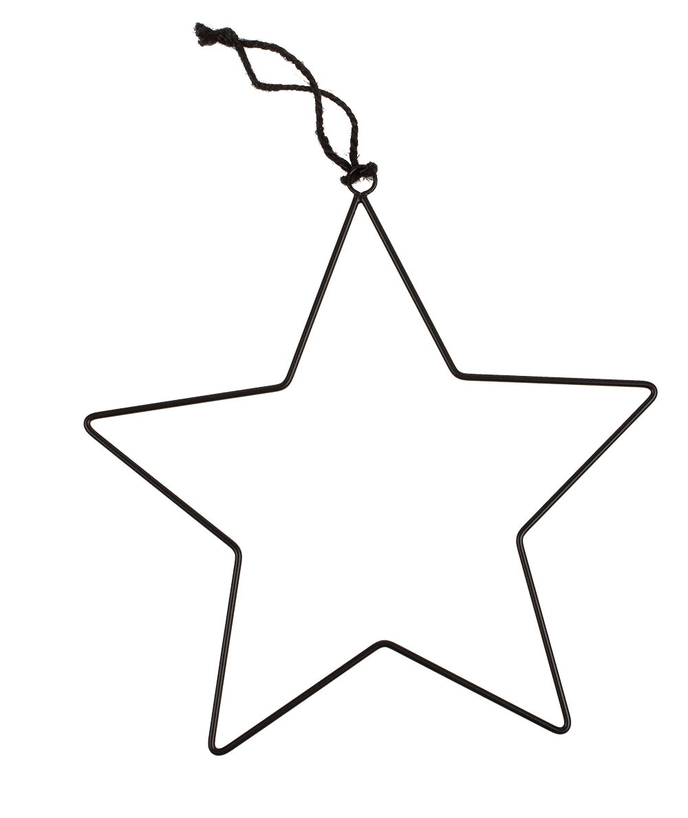 Black metal stars, for hanging, 4 pcs per set,