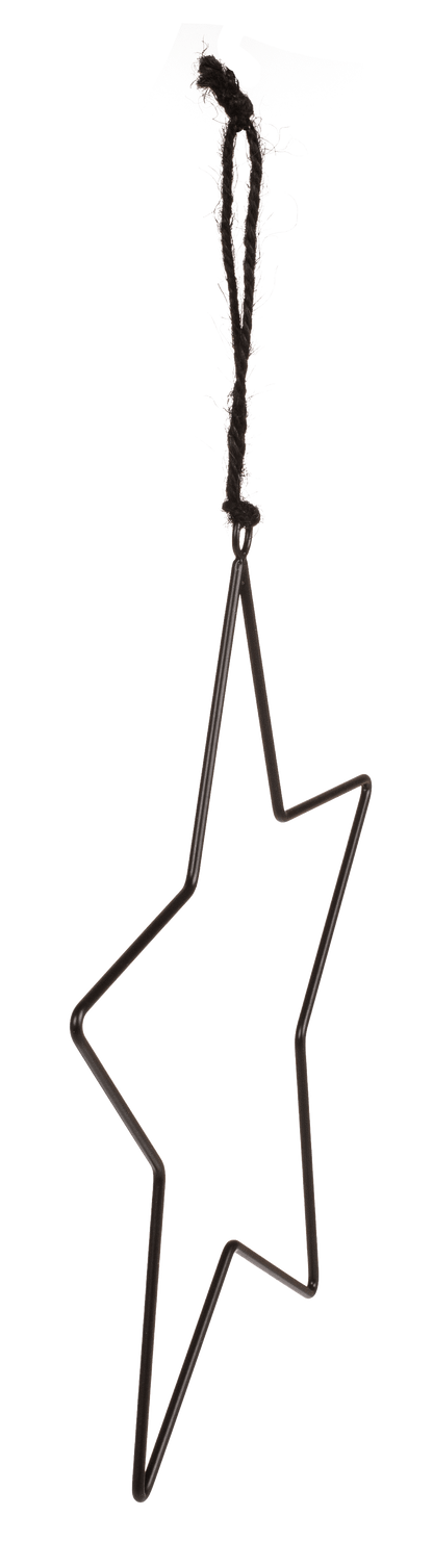 Black metal stars, for hanging, 4 pcs per set,