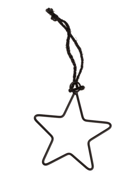 Black metal stars, for hanging, 4 pcs per set,