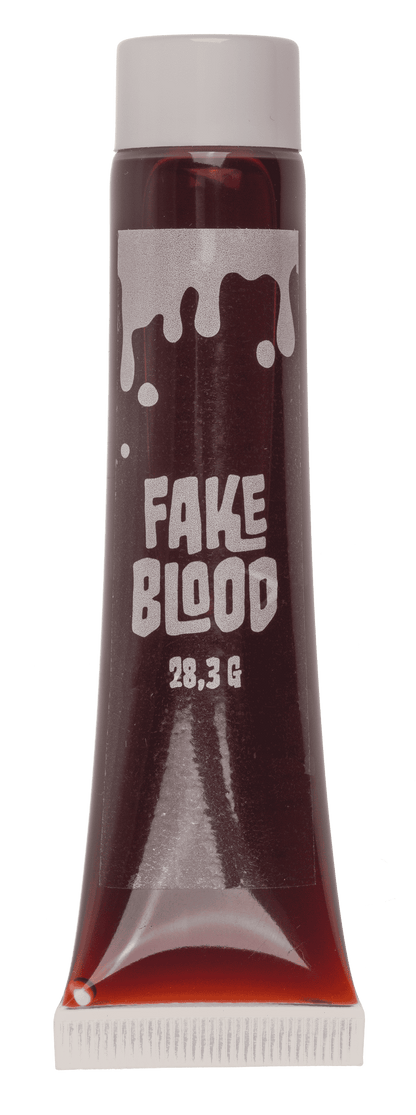Fake blood with glow in the dark teeth,