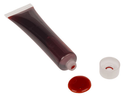 Fake blood with glow in the dark teeth,