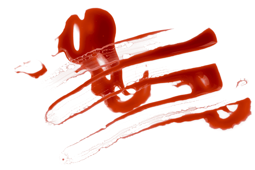 Fake blood with glow in the dark teeth,