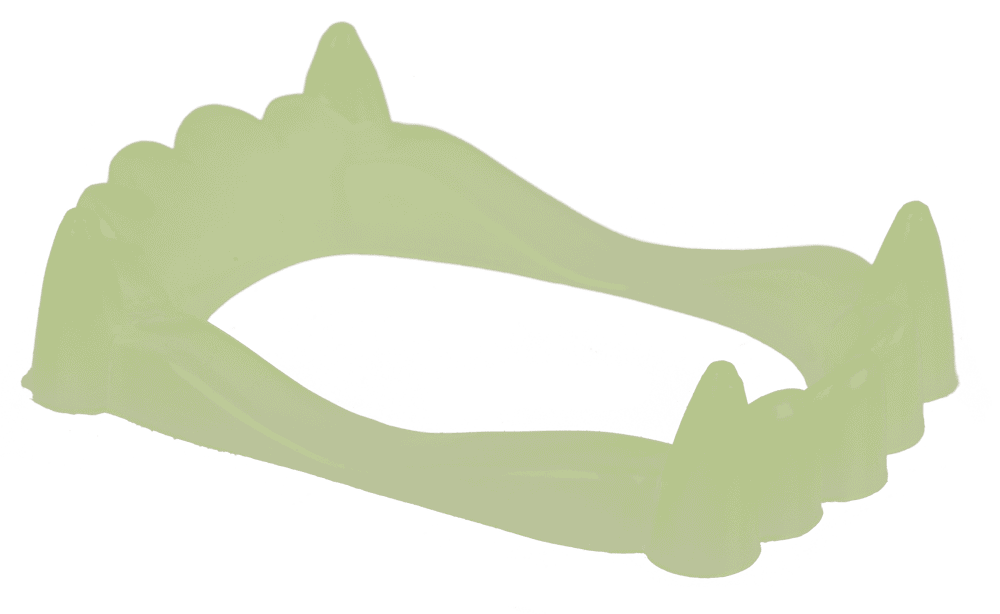 Fake blood with glow in the dark teeth,