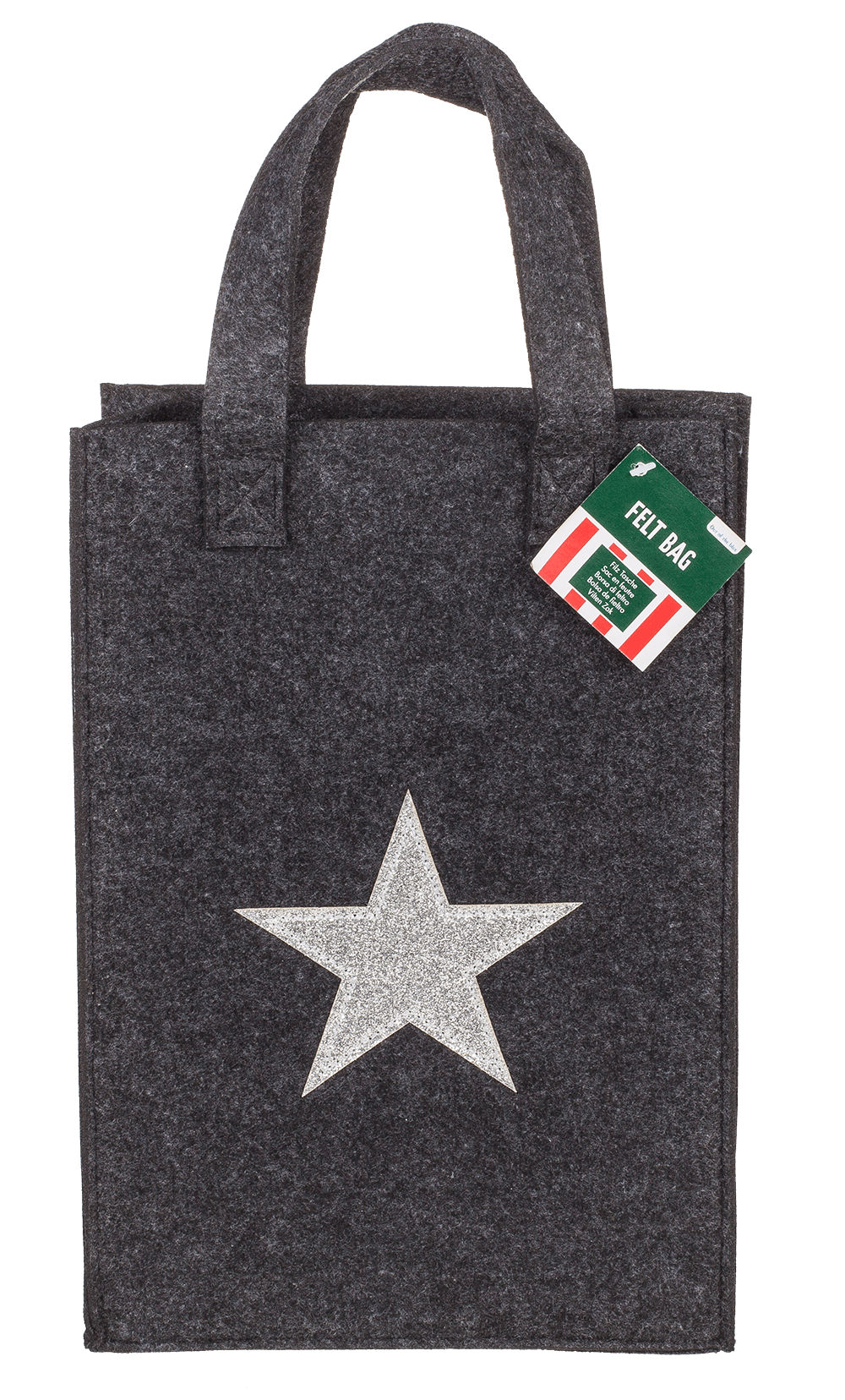 Grey gift bag, X-mas Greetings, felt material,