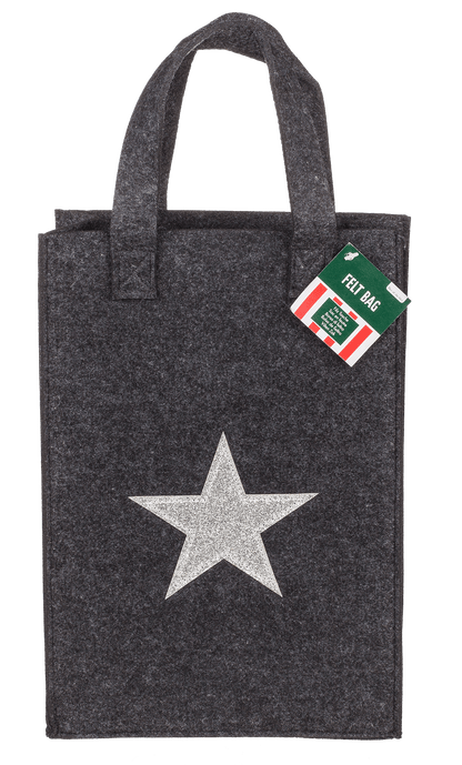 Grey gift bag, X-mas Greetings, felt material,