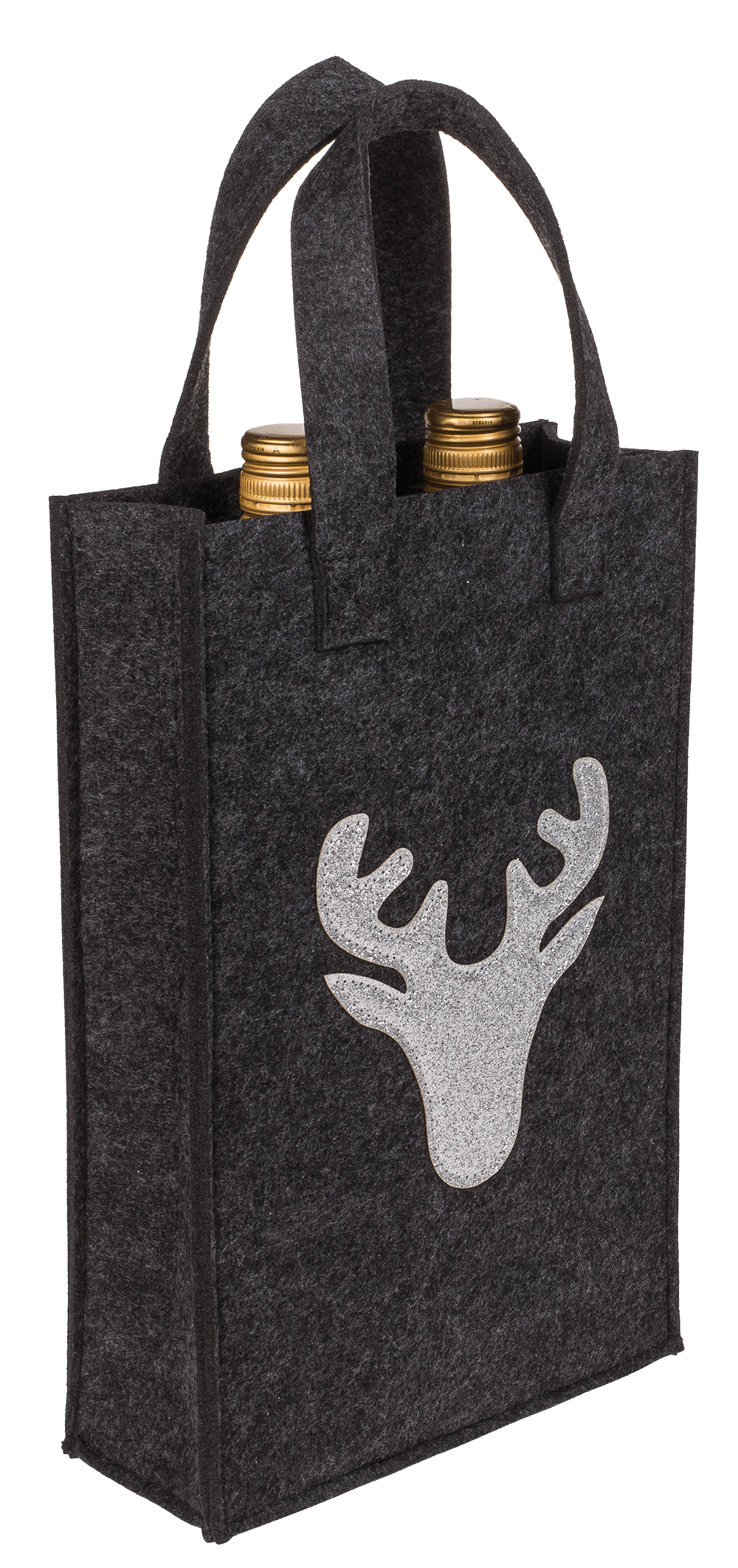 Grey gift bag, X-mas Greetings, felt material,