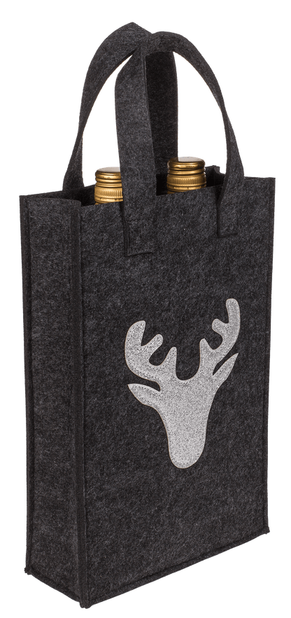 Grey gift bag, X-mas Greetings, felt material,