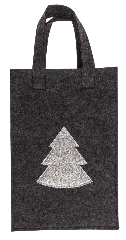 Grey gift bag, X-mas Greetings, felt material,