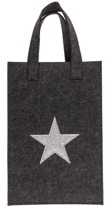 Grey gift bag, X-mas Greetings, felt material,