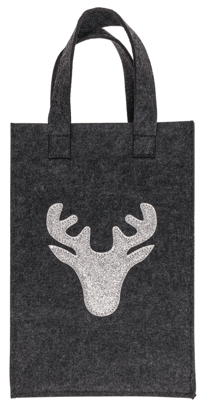 Grey gift bag, X-mas Greetings, felt material,