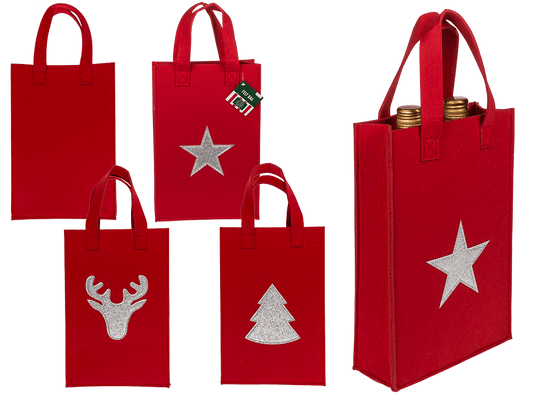 Red  gift bag, X-mas Greetings, felt material,