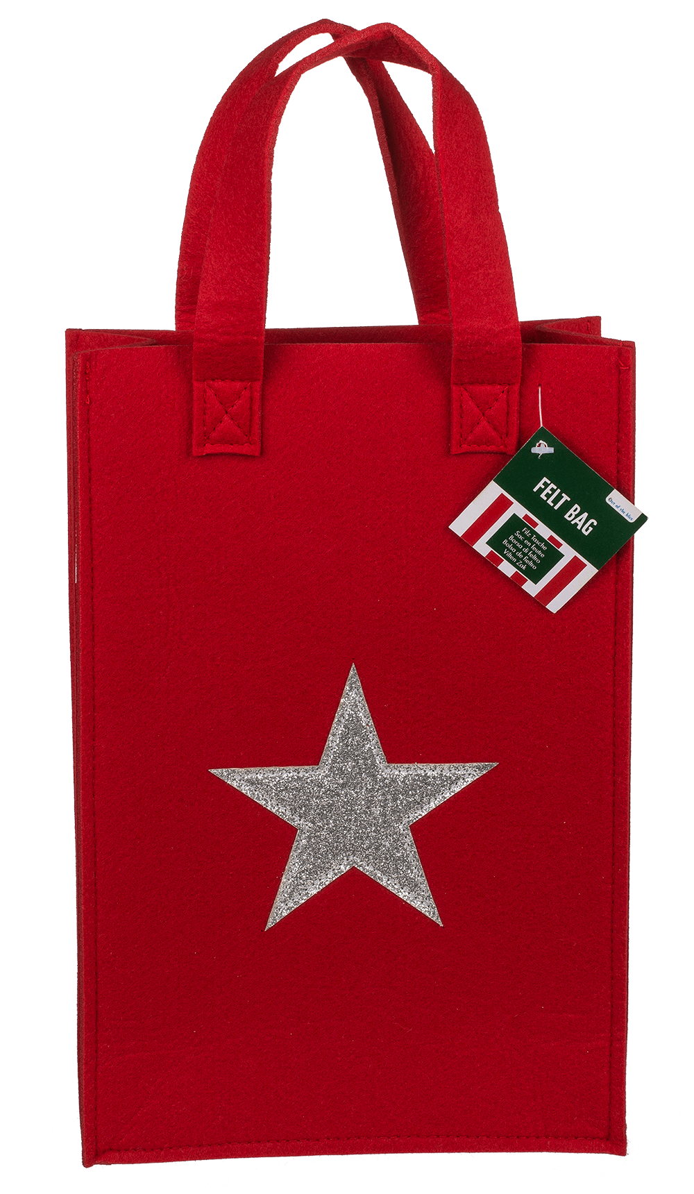 Red  gift bag, X-mas Greetings, felt material,