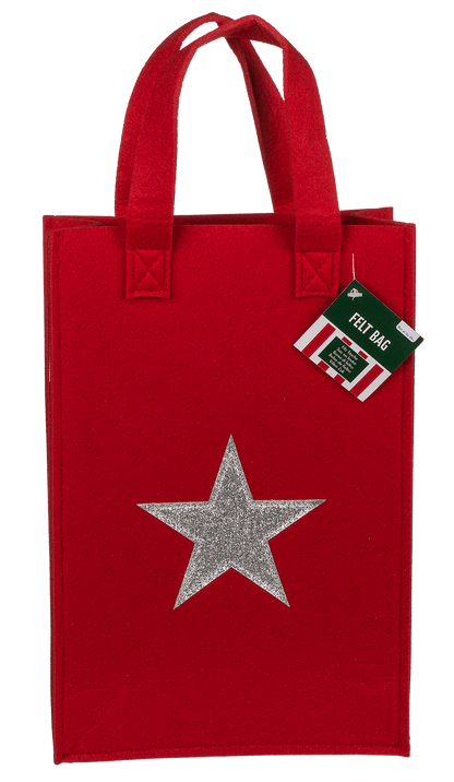 Red  gift bag, X-mas Greetings, felt material,