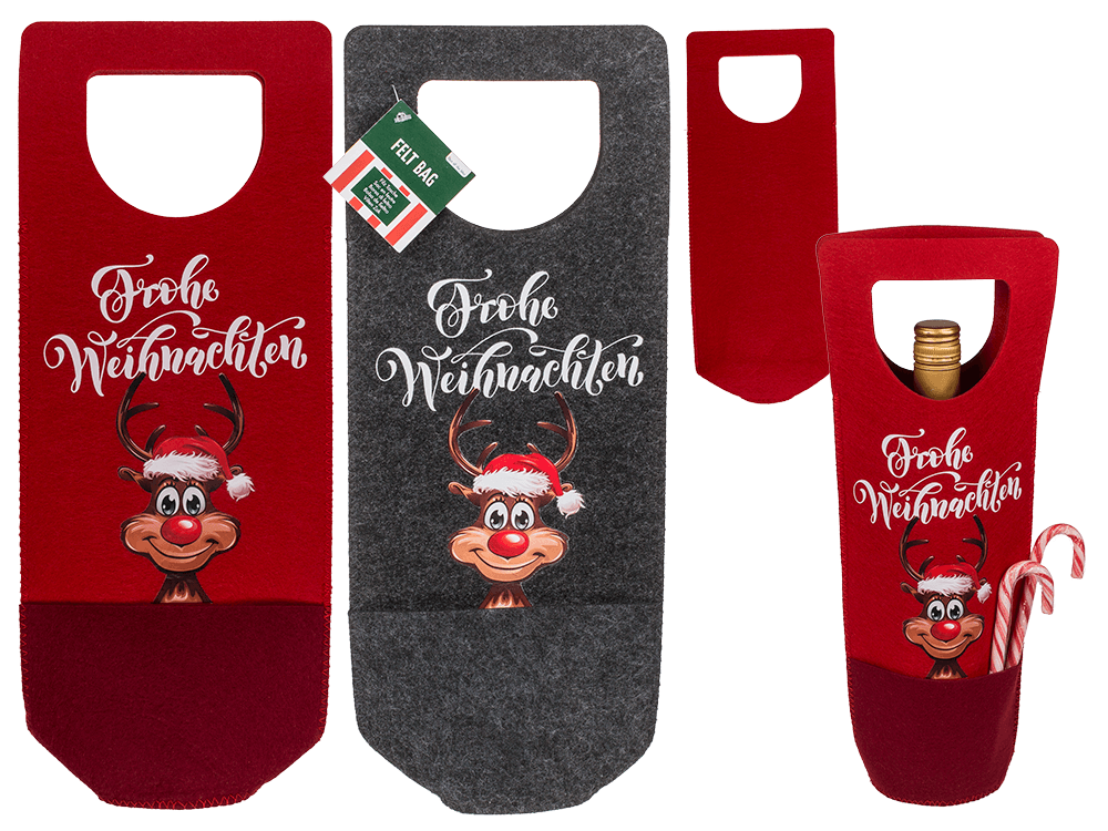 Bottle bag, Rudolph, felt material, ca. 15 x 37 cm