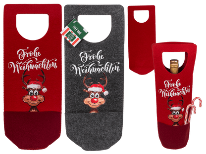 Bottle bag, Rudolph, felt material, ca. 15 x 37 cm