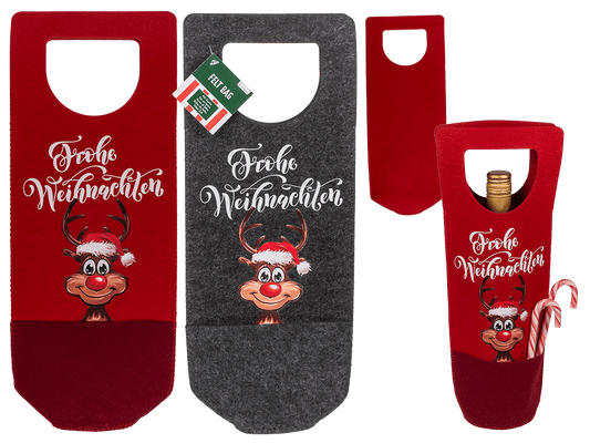 Bottle bag, Rudolph, felt material, ca. 15 x 37 cm