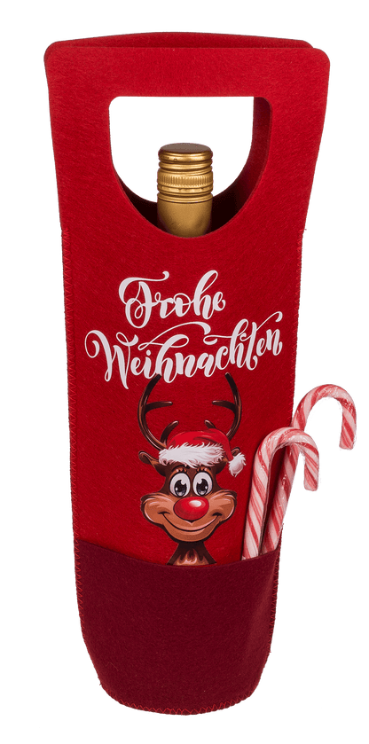 Bottle bag, Rudolph, felt material, ca. 15 x 37 cm