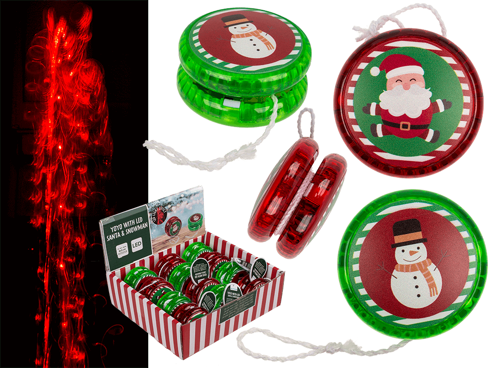Yoyo with light, Santa & Snowman, incl. battery,