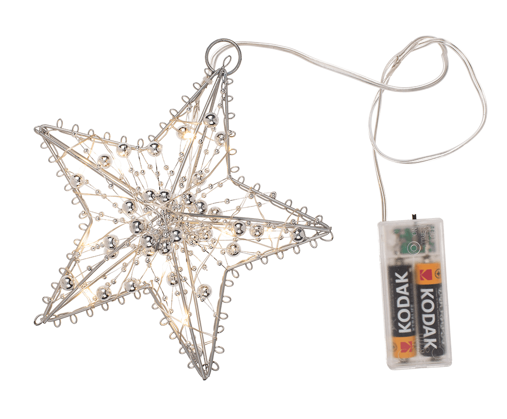 Metal Star for hanging, with 10 LED, D: ca. 15 cm,