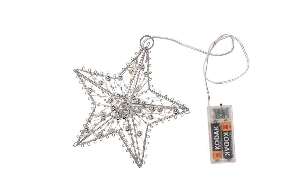 Metal Star for hanging, with 10 LED, D: ca. 15 cm,