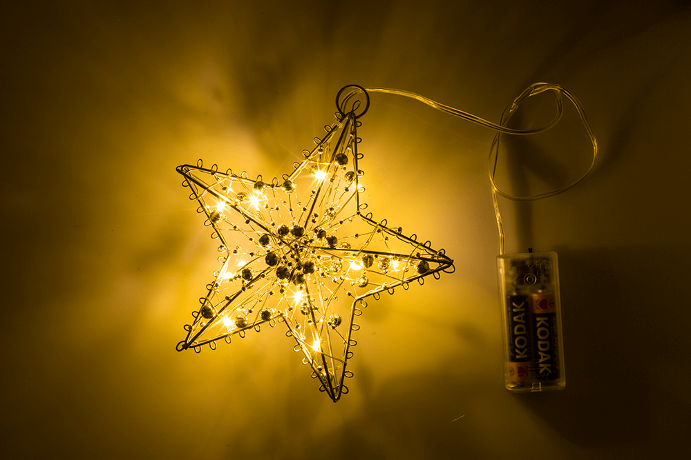 Metal Star for hanging, with 10 LED, D: ca. 15 cm,