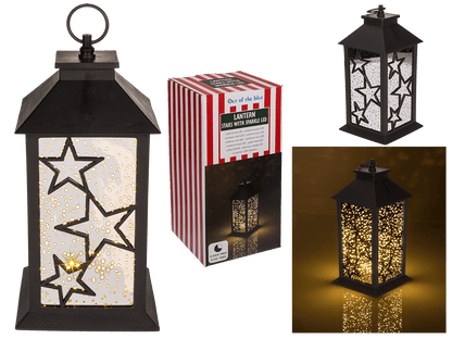 Plastic Latern, Stars, with sparkle LED