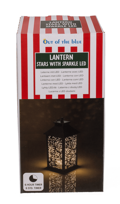 Plastic Latern, Stars, with sparkle LED