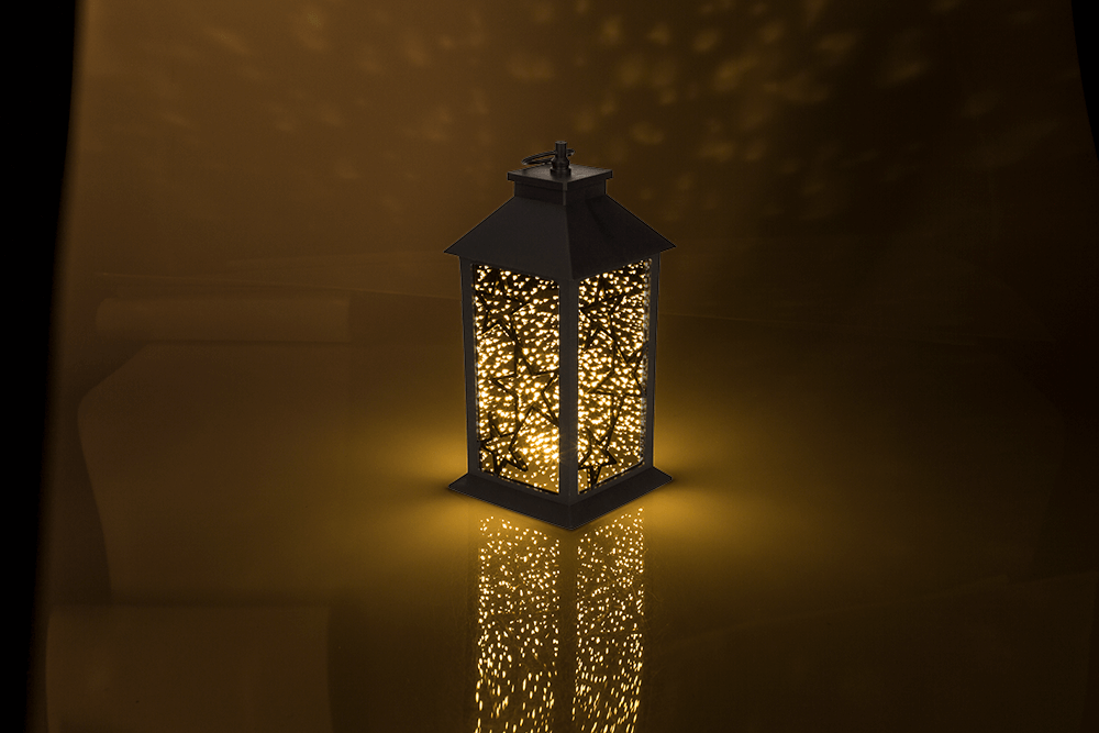 Plastic Latern, Stars, with sparkle LED