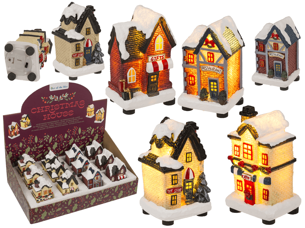 Illuminated Christmas house, 6,5 x 8 cm,