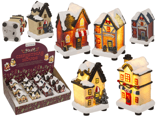 Illuminated Christmas house, 6,5 x 8 cm,