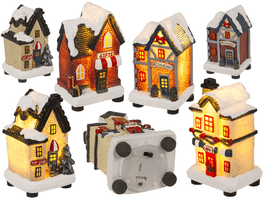 Illuminated Christmas house, 6,5 x 8 cm,