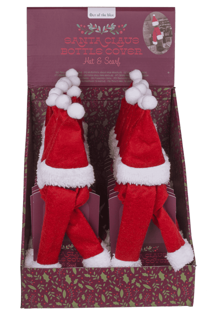 Textile Bottle Cover, Santa Claus hat & scarf,