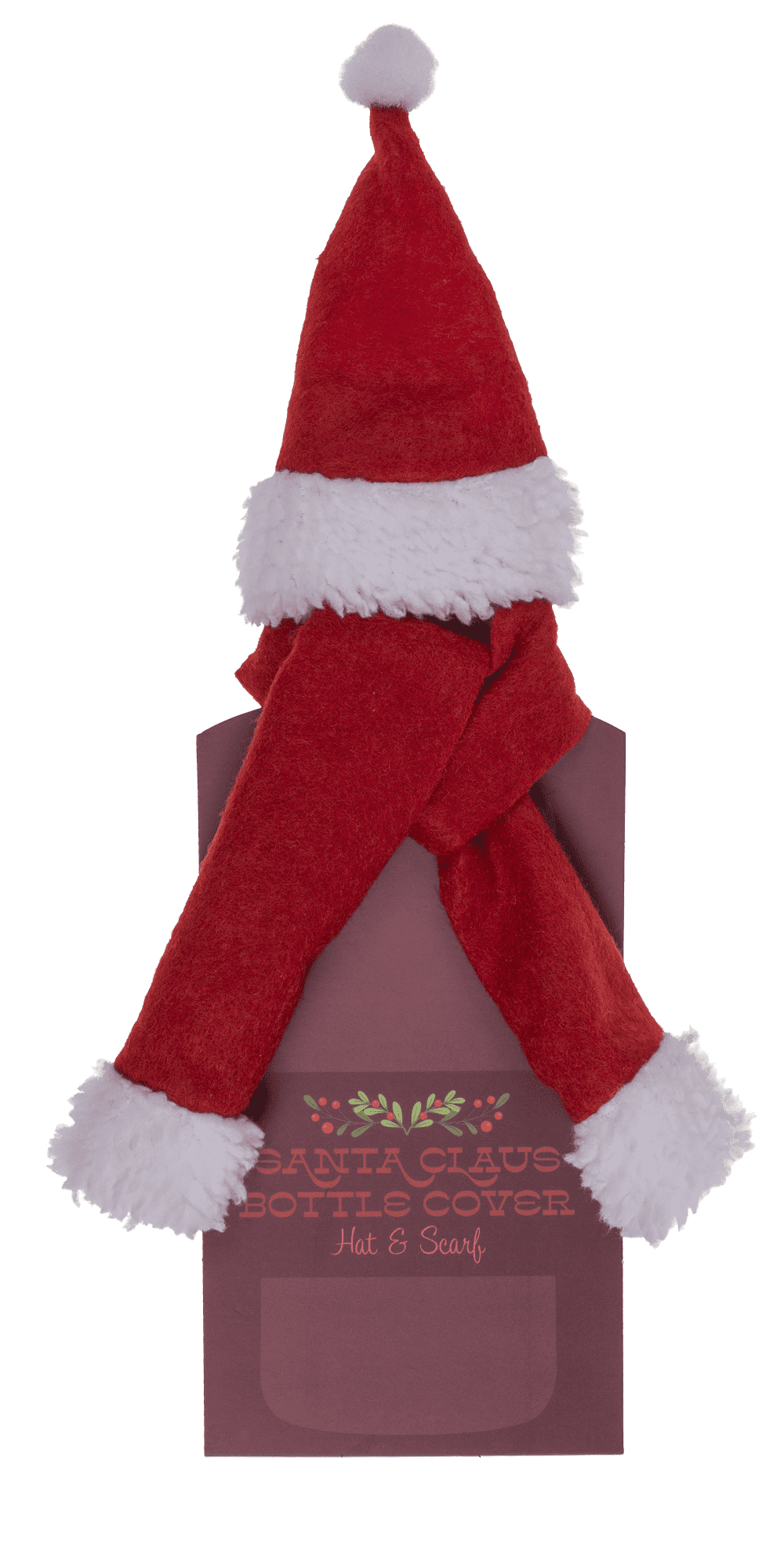 Textile Bottle Cover, Santa Claus hat & scarf,
