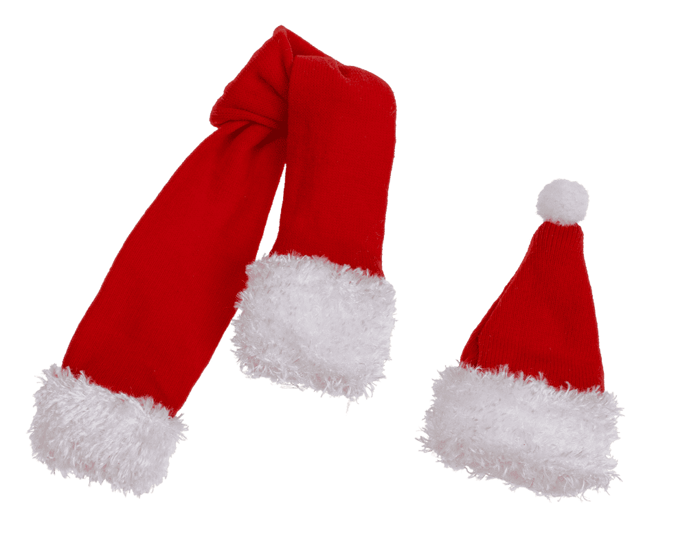 Textile Bottle Cover, Santa Claus hat & scarf,