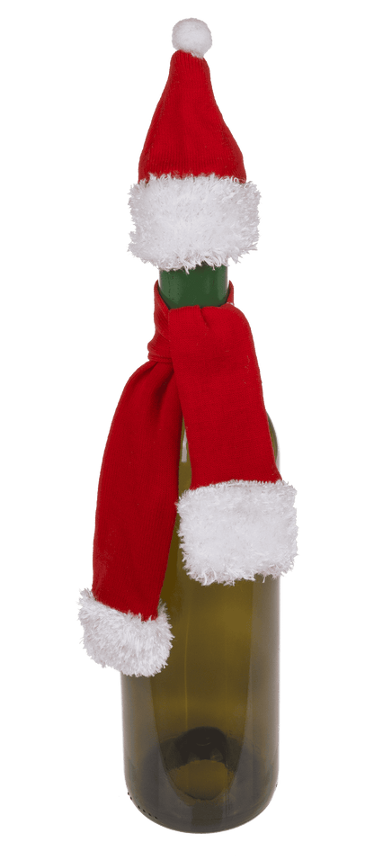 Textile Bottle Cover, Santa Claus hat & scarf,