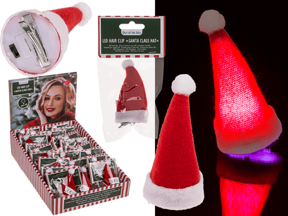 Plush hair clip, Christmas Hat with LED,