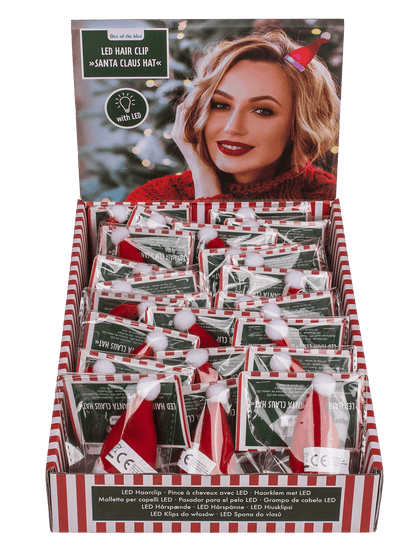 Plush hair clip, Christmas Hat with LED,