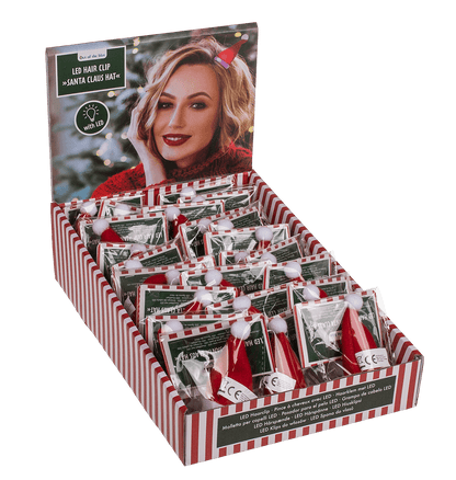 Plush hair clip, Christmas Hat with LED,