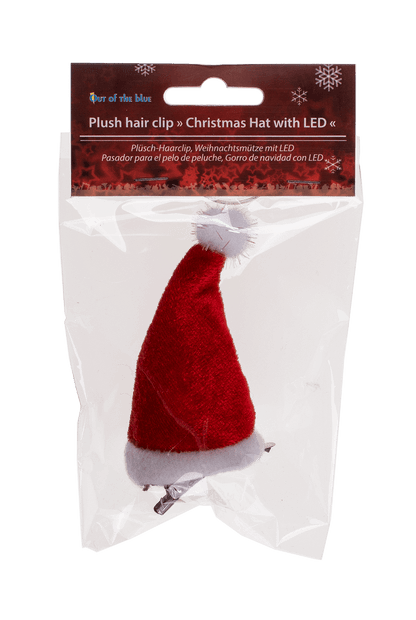 Plush hair clip, Christmas Hat with LED,