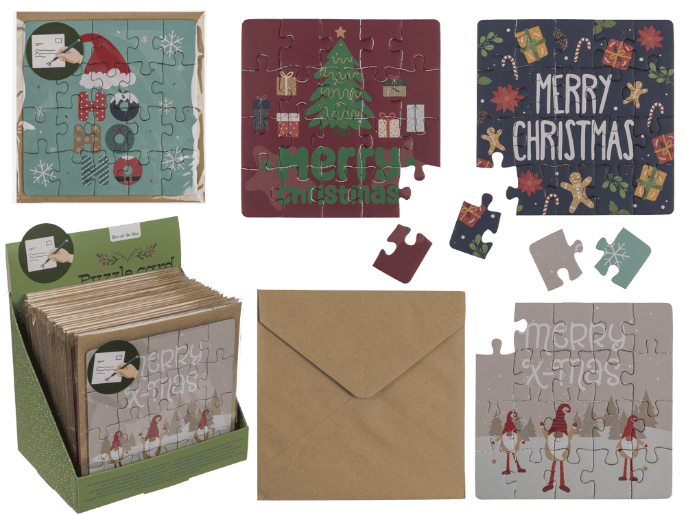 Square shape gift card, puzzle, X-Mas,