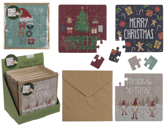 Square shape gift card, puzzle, X-Mas,