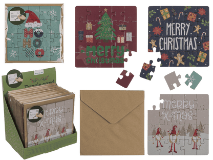 Square shape gift card, puzzle, X-Mas,