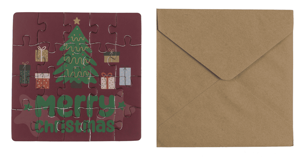 Square shape gift card, puzzle, X-Mas,