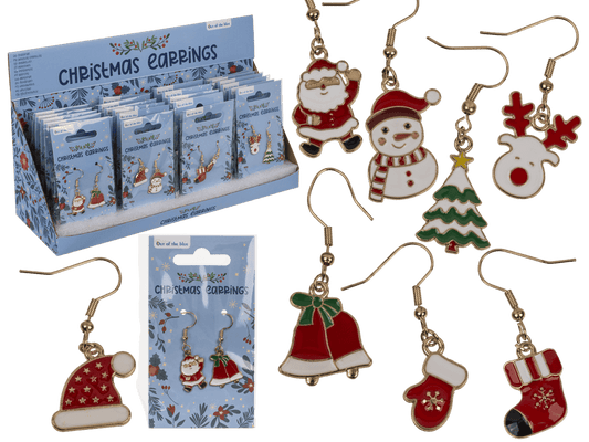 Earring, X-MAS, made of zinc alloy,