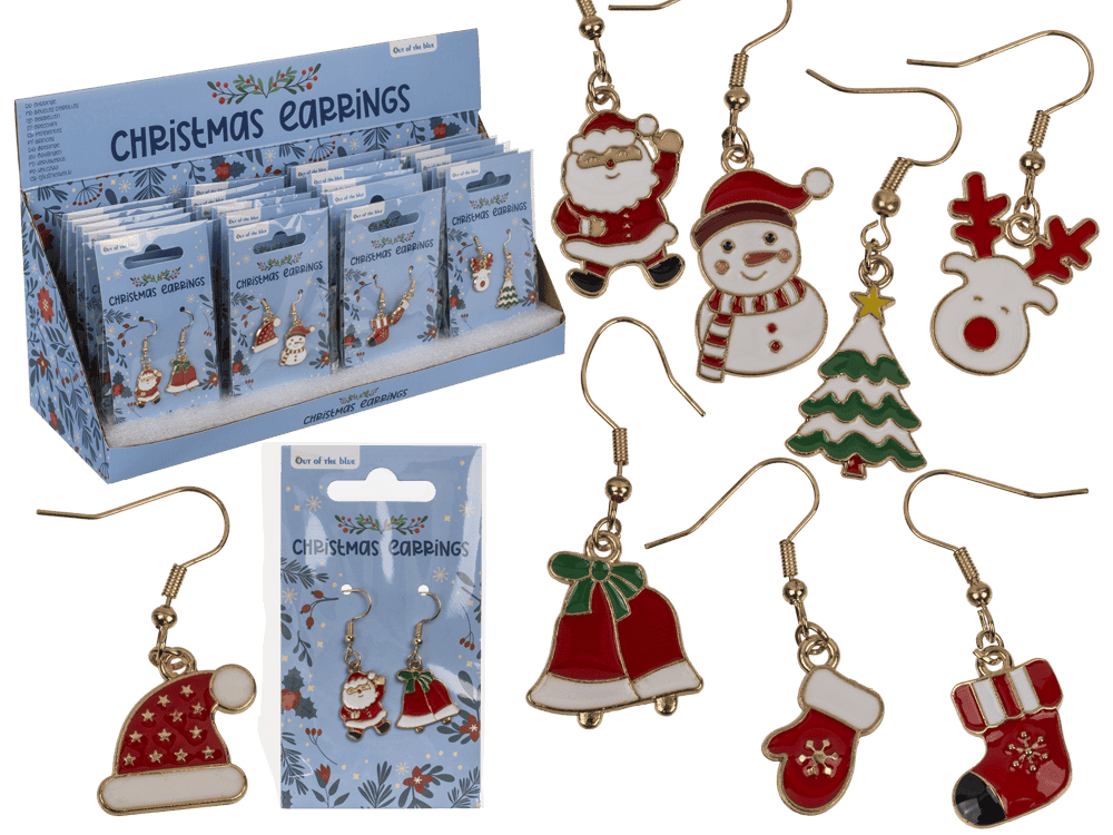 Earring, X-MAS, made of zinc alloy,