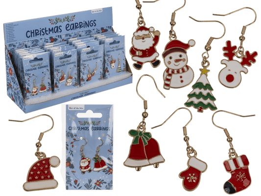 Earring, X-MAS, made of zinc alloy,