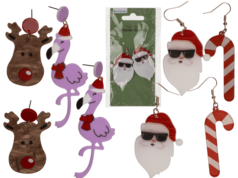 Earrings, Funny X-Mas, made of acrylic,