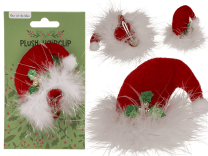 Plush hair clip, Santa's Hat,