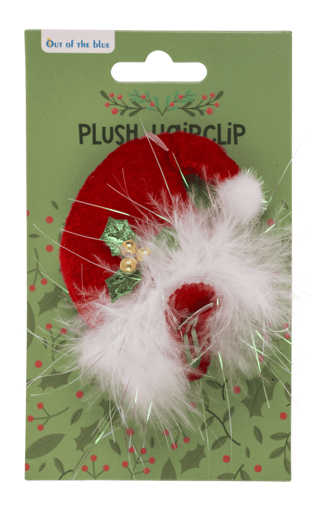 Plush hair clip, Santa's Hat,